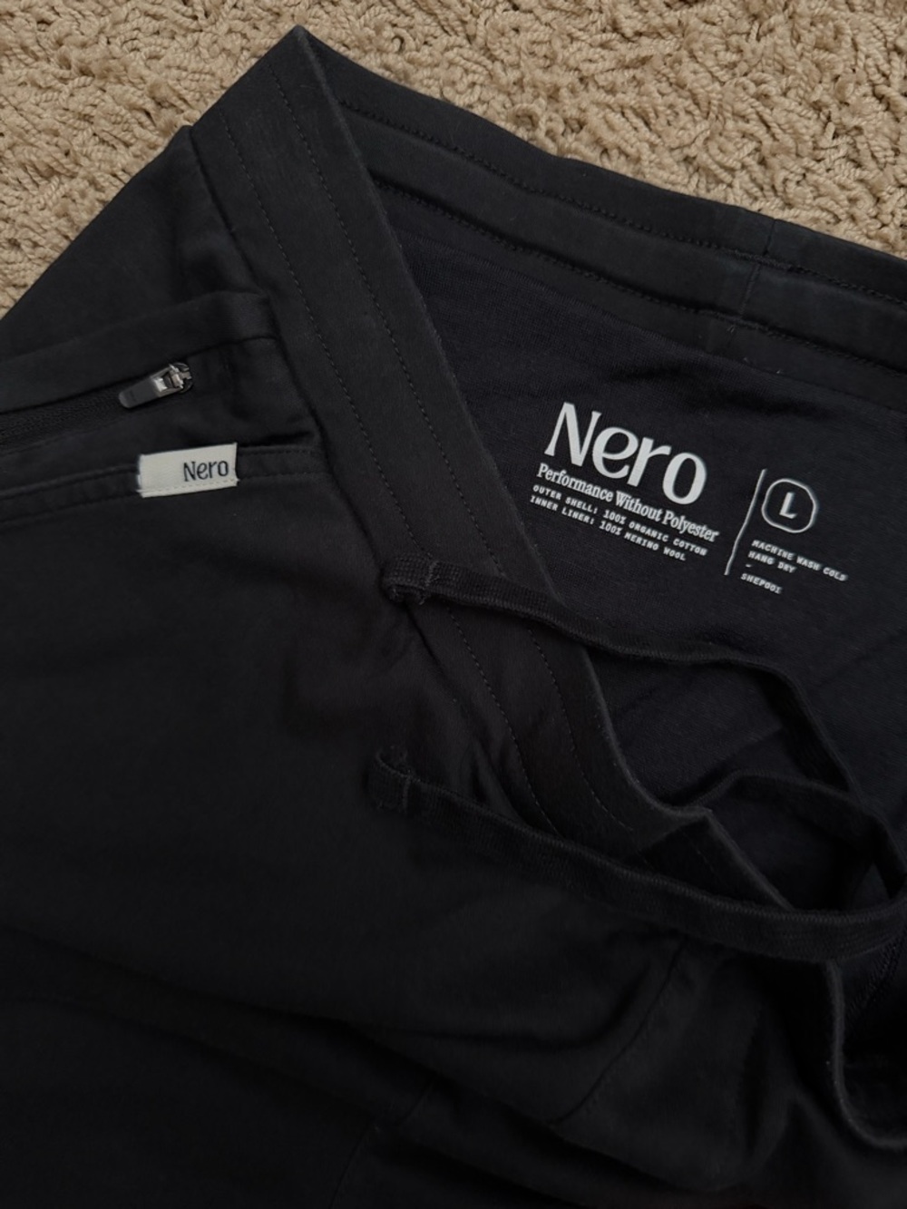 Nero Fabric Shorts Mens Large Active Merino Liner Short Black 5" Lined Wool - Picture 2 of 3